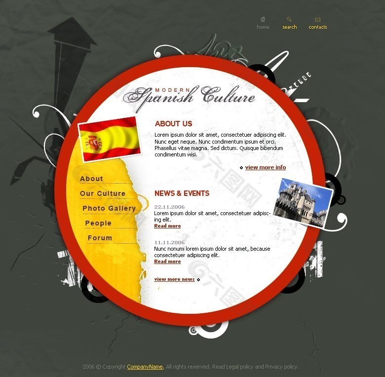 西班牙文化指南网页模板