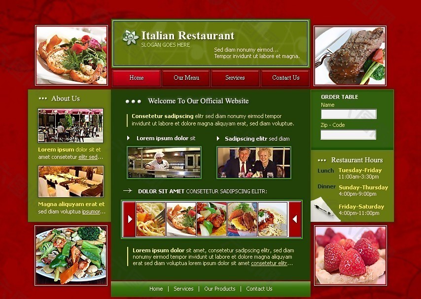 意大利美食餐厅网页模板