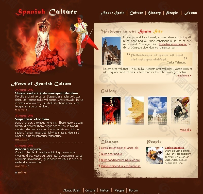 西班牙文化特色介绍网页模板