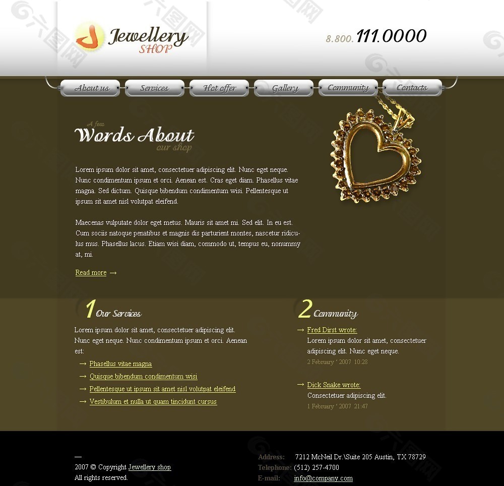 金饰宝石品牌展示网页模板
