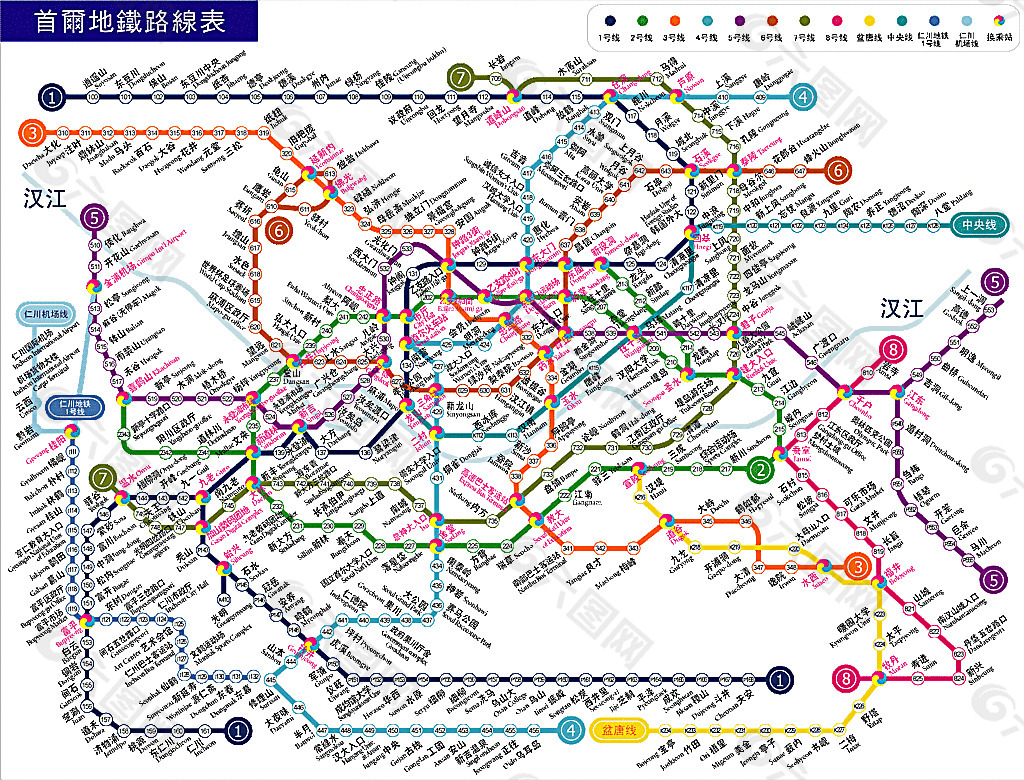 汉城地铁路线图图片