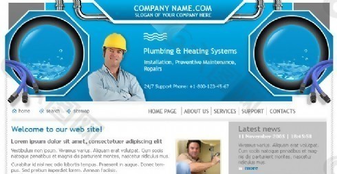 水暖系统维修网页模板
