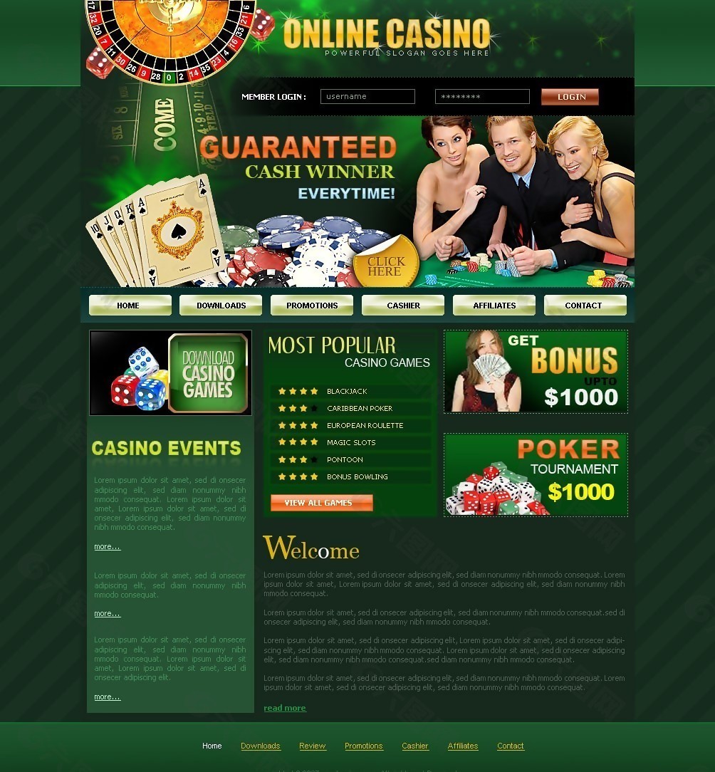 绿色在线掷骰子中心网页模板