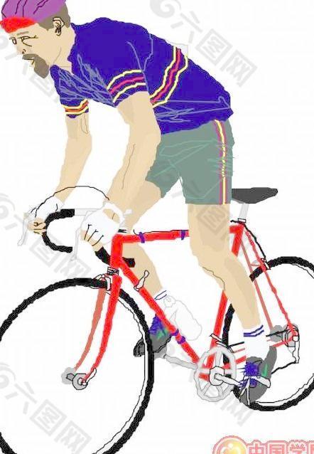自行车漫画矢量图