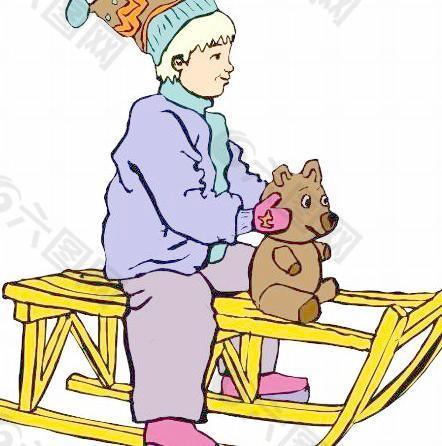 小男孩矢量素材