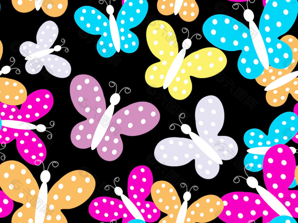 五彩缤纷的蝴蝶图案的壁纸