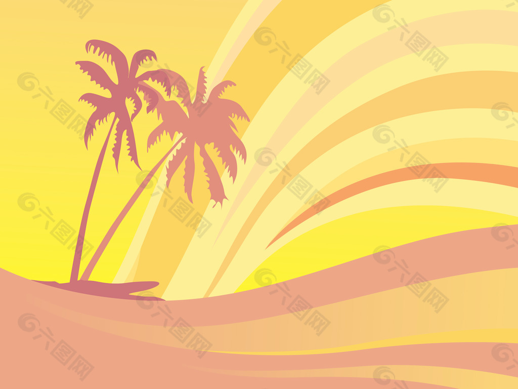 在夏季波背景的棕榈树