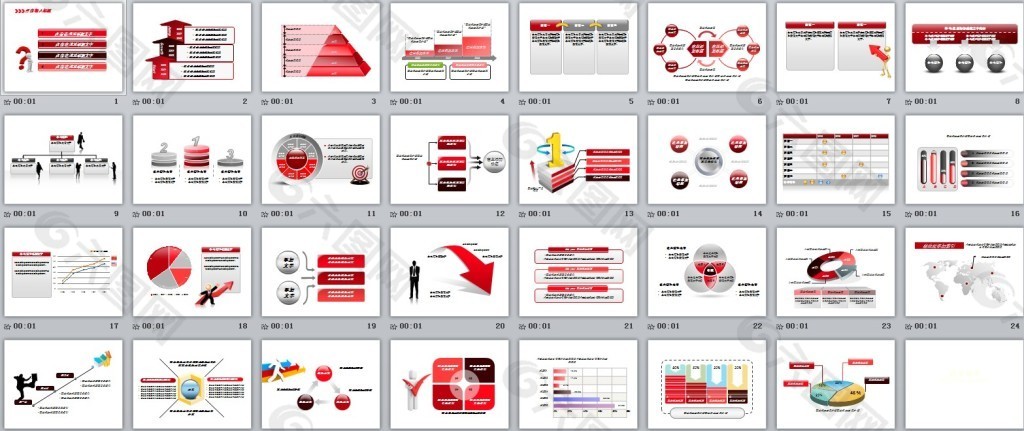 大红色低调商务PPT模板