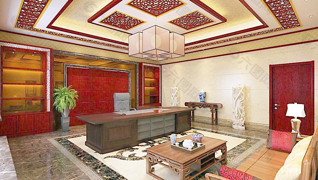 新中式办公室图片