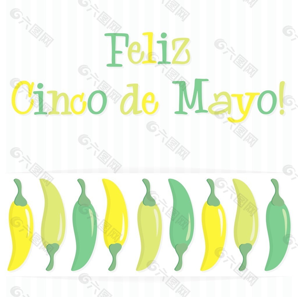 Feliz Cinco de Mayo（幸福5月第五）辣椒卡矢量格式