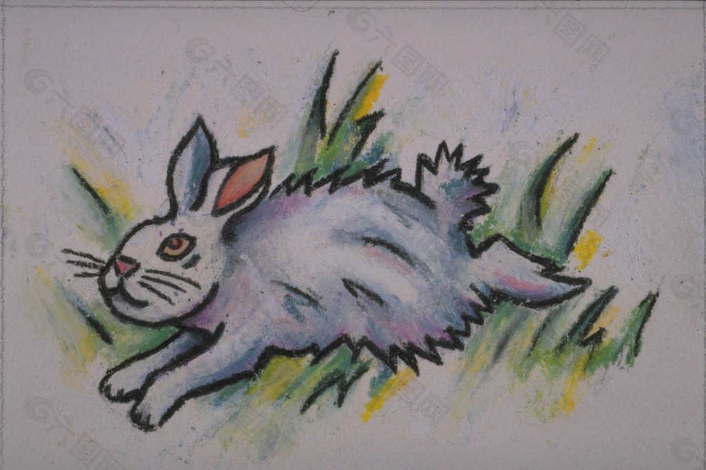 小白兔蜡笔画