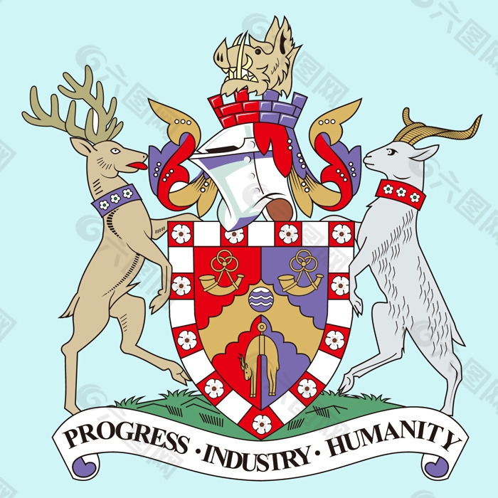 印花矢量图 徽章标记 城堡 盾牌 麋鹿 免费素材
