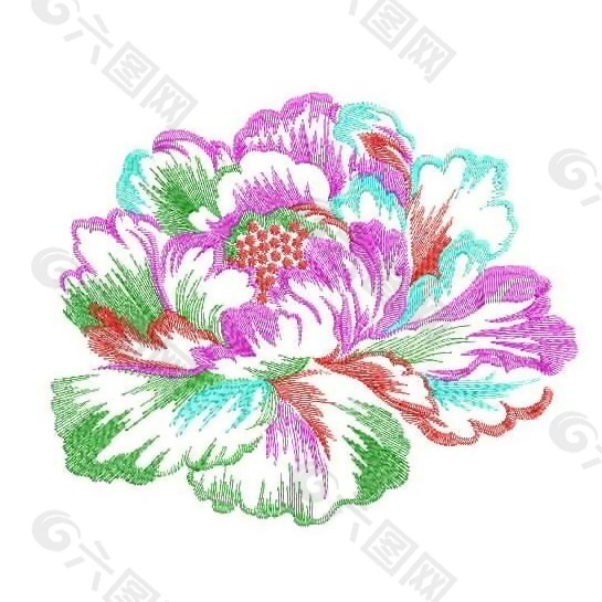 绣花 花纹 花朵 牡丹 免费素材