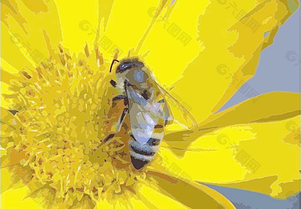 油画蜜蜂 矢量图片