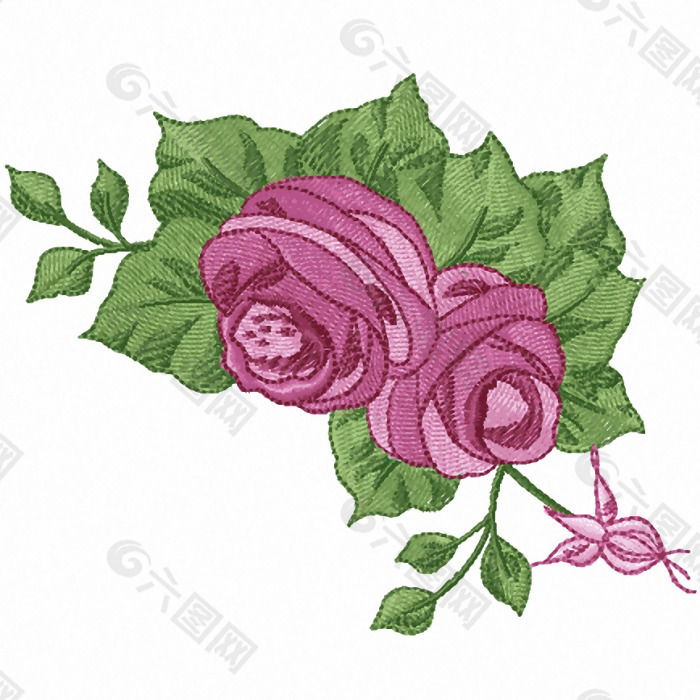 绣花 植物 花卉 玫瑰花 免费素材