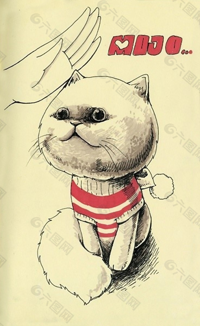 位图 插画 动物 猫 色彩 免费素材