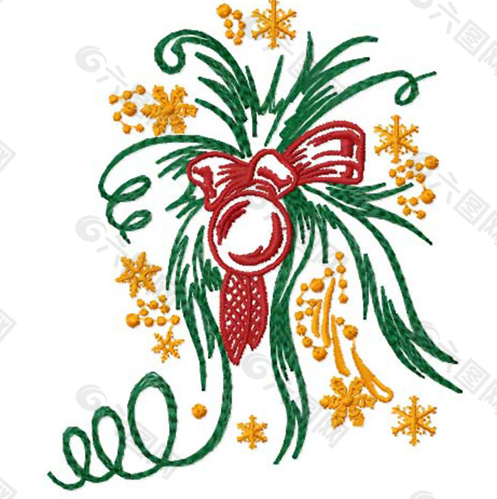 绣花 圣诞节 彩球 免费素材