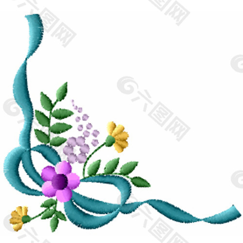 绣花 植物 花卉 花朵 彩带 免费素材