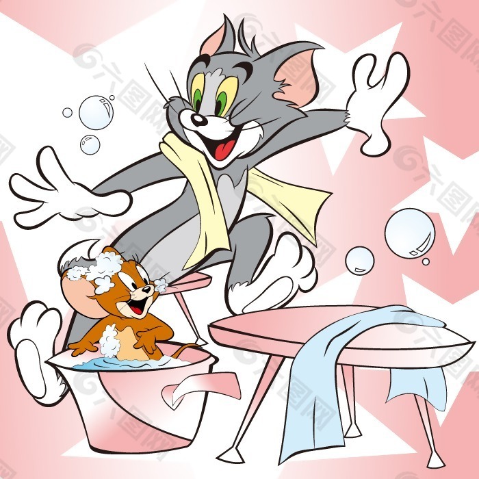 印花矢量图 可爱卡通 卡通形象 猫和老鼠 TOM 免费素材