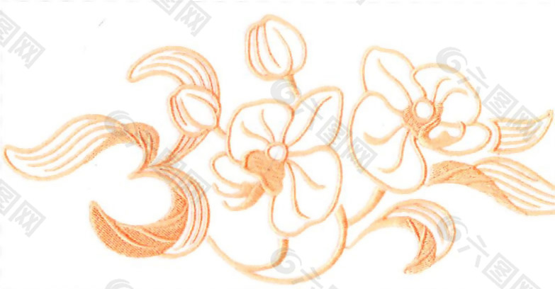 绣花 花卉 藤蔓 家纺 免费素材