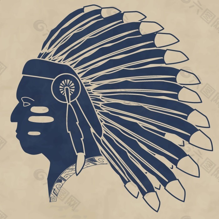 印花矢量图 民族图案 土著风格 印第安风格 人物 免费素材