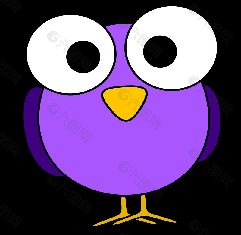 紫色的googly眼睛的鸟