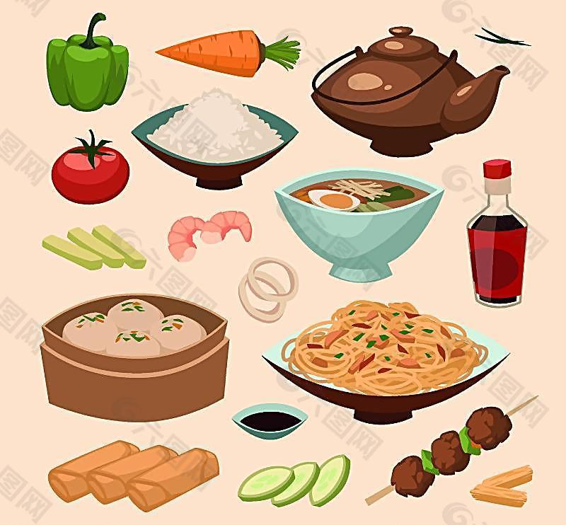中式快餐矢量素材图片