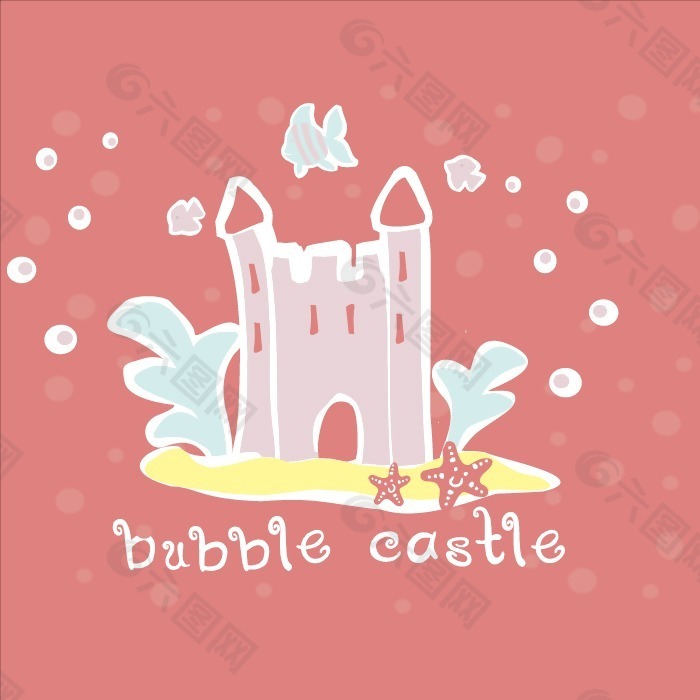 印花矢量图 可爱卡通 城堡 文字 英文 免费素材