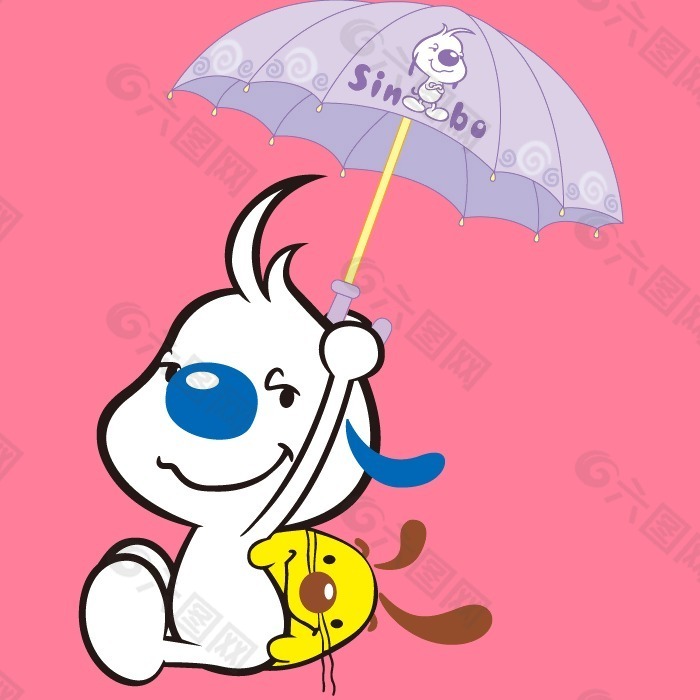 印花矢量图 卡通形象 辛巴狗 哈米兔 雨伞 免费素材