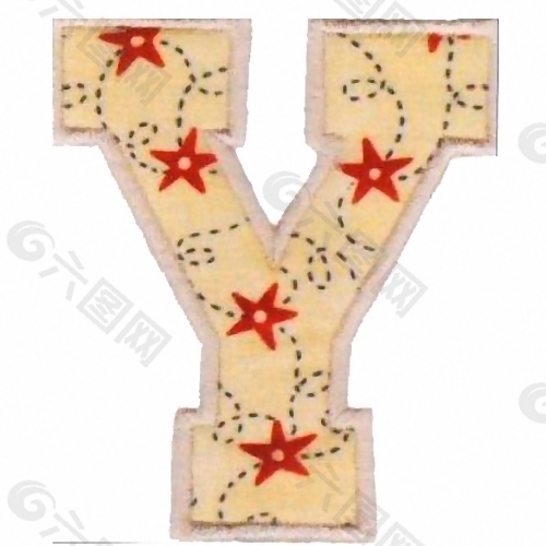 贴布 文字 字母 藤蔓 五角星 免费素材