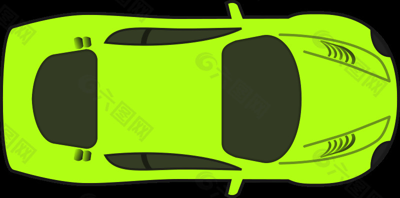 明亮的绿色赛车（俯视图）