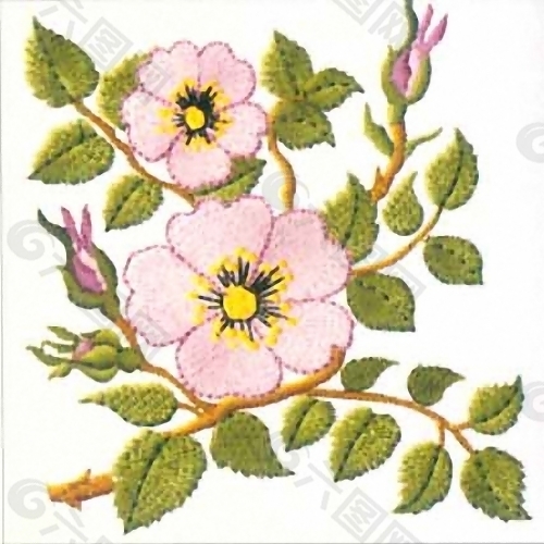 绣花 花卉 家纺 免费素材