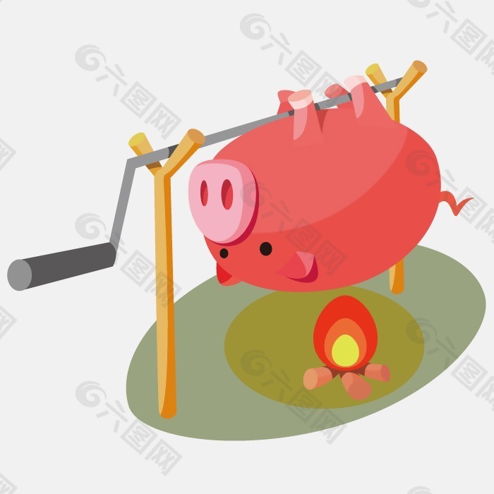 印花矢量图 可爱卡通 卡通动物 小猪 烤乳猪 免费素材