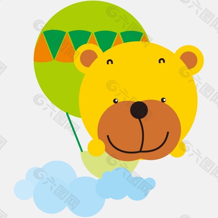印花矢量图 卡通动物 小熊 气球 云朵 免费素材