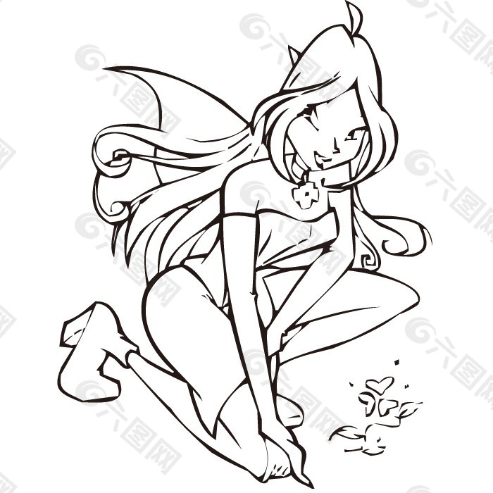 印花矢量图 卡通形象 人物 女孩 WINX 免费素材
