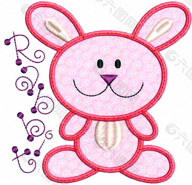 贴布 贴布 童装卡通T恤图案 动物 小兔子 免费素材