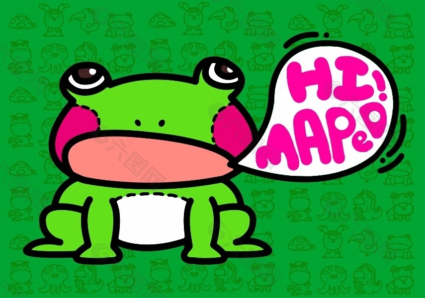 位图 可爱卡通 卡通动物 青蛙 英文 免费素材