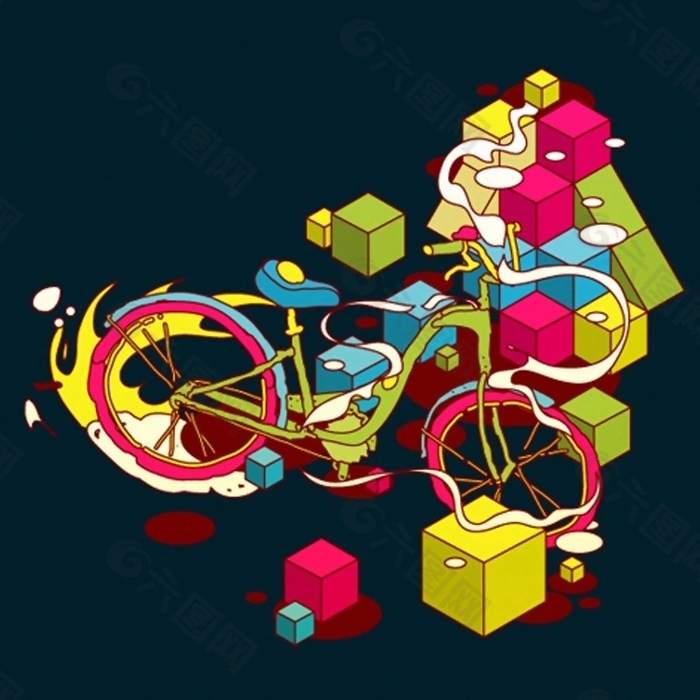 位图 插画 抽象 自行车 单车 免费素材