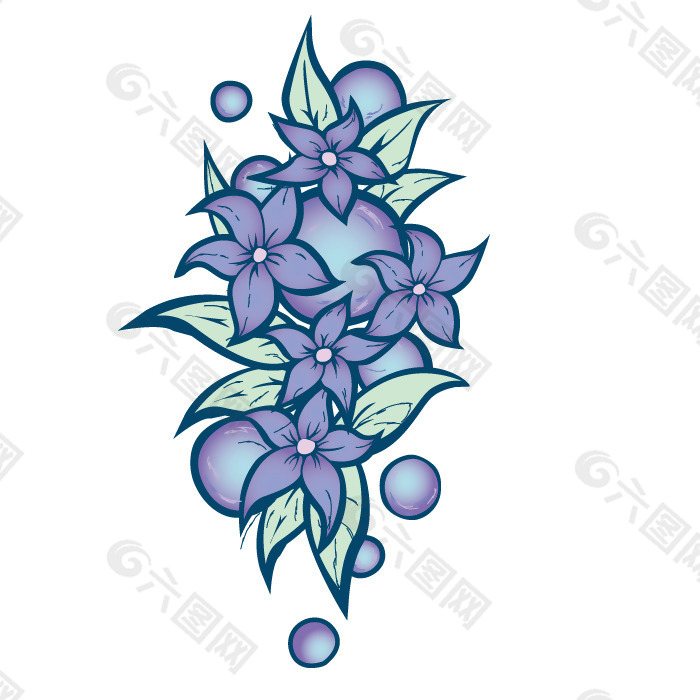 印花矢量图 紫色 优雅植物 毛衫印花 优雅植物 免费素材