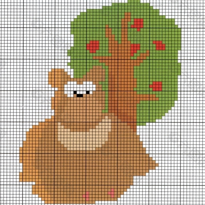 毛衫图案 棕熊 大树 毛衣 免费素材