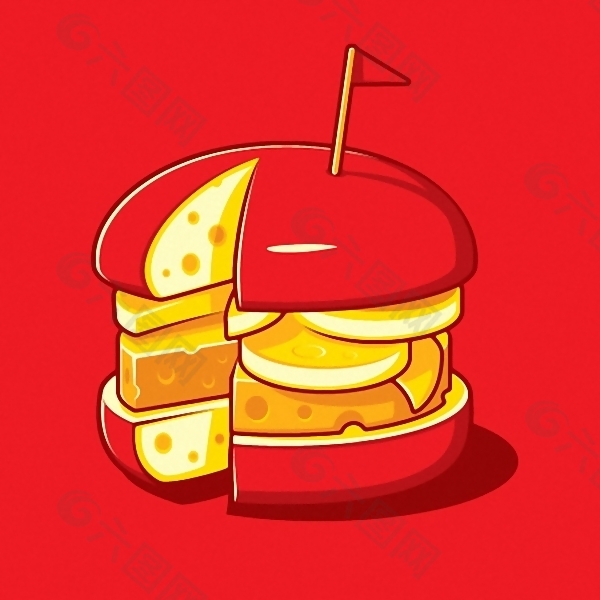 位图 T恤图案 汉堡包 芝士 奶酪 免费素材