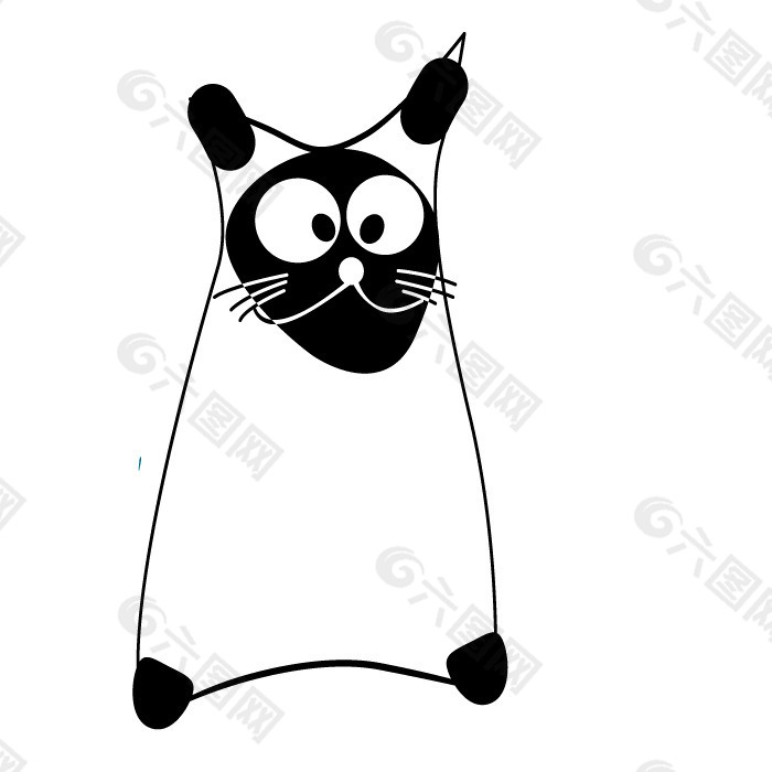 印花矢量图 可爱卡通 卡通动物 猫 黑白色 免费素材