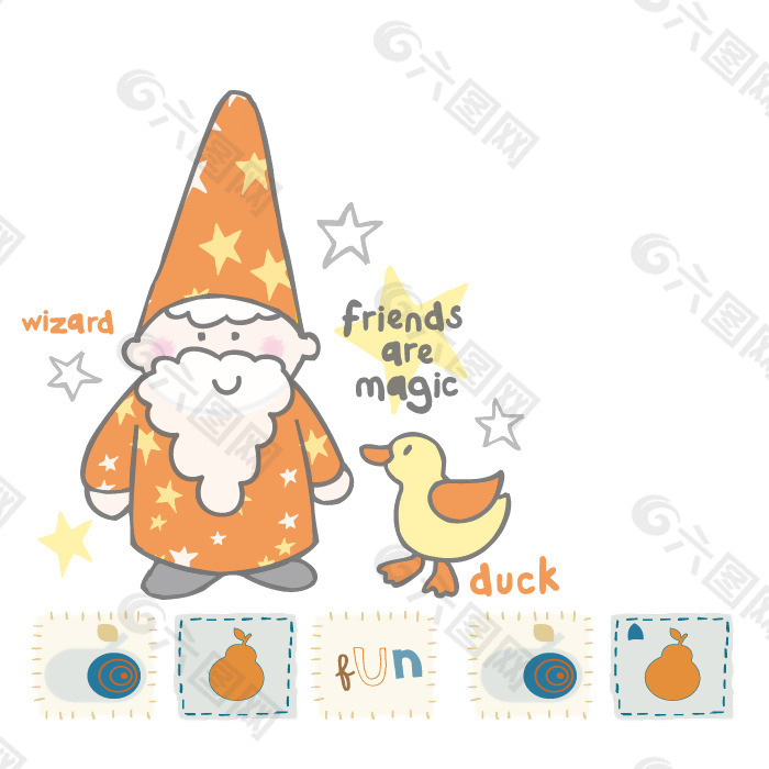 印花矢量图 婴童 卡通动物 鸭子 黄色 免费素材