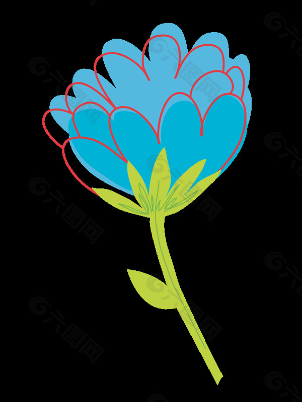 蓝色花卉矢量