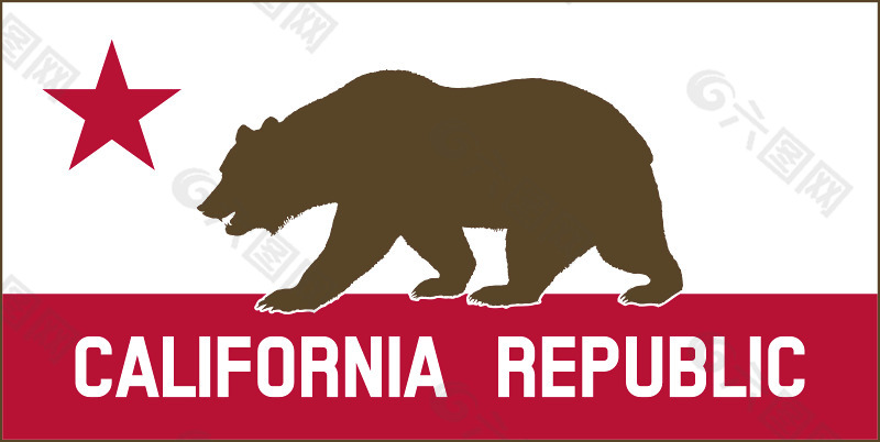 加利福尼亚旗剪贴画一个（固体）