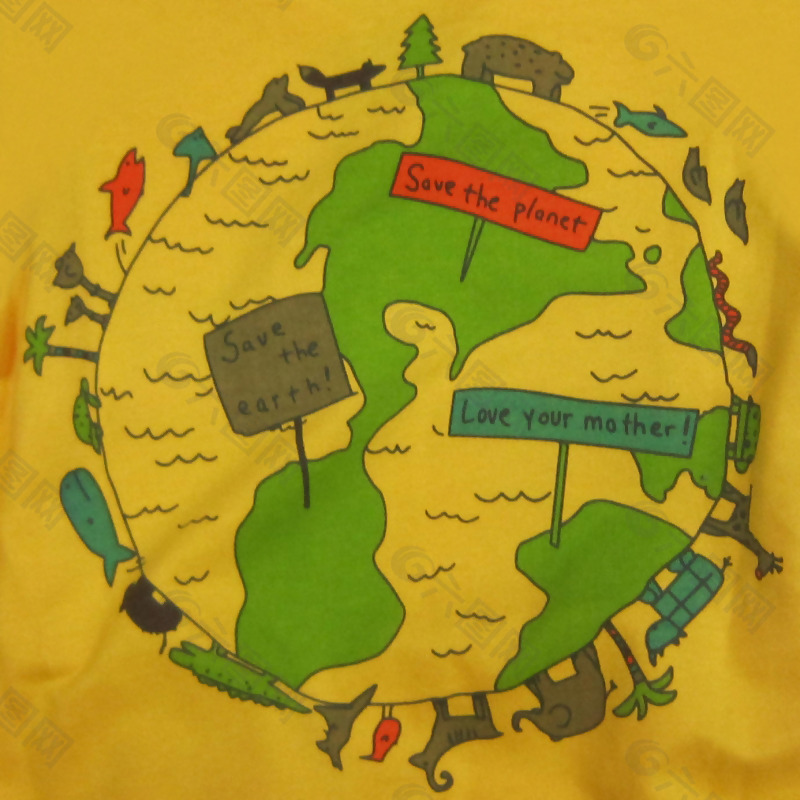 童装 T恤图案 地球仪 文字 免费素材