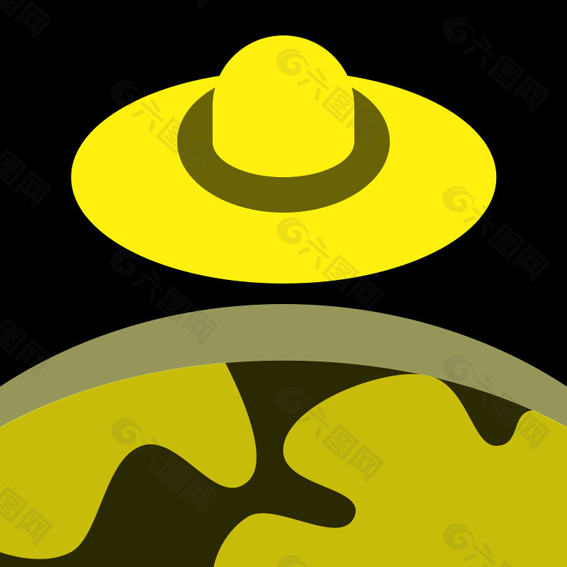 黄/黑UFO在地球16px图标