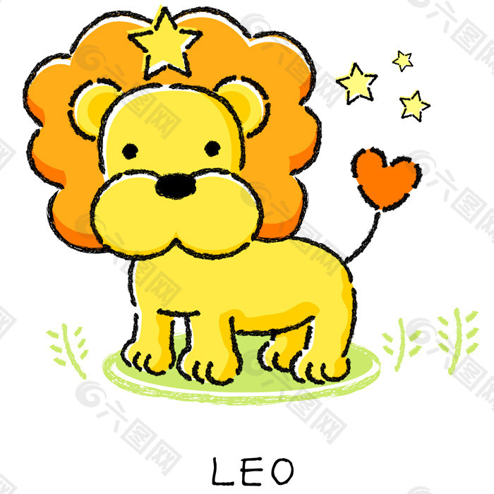 印花矢量图 简单卡通 卡通动物 星座 狮子 免费素材