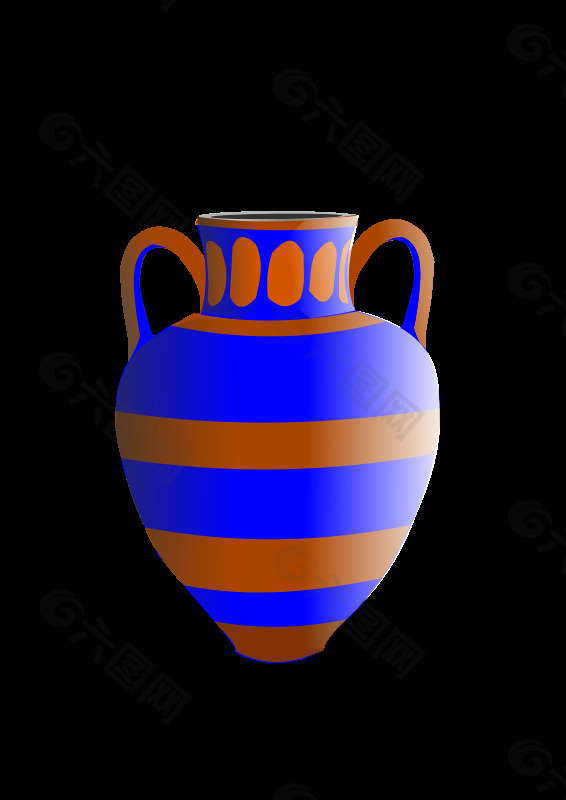老式的花瓶的蓝色和棕色
