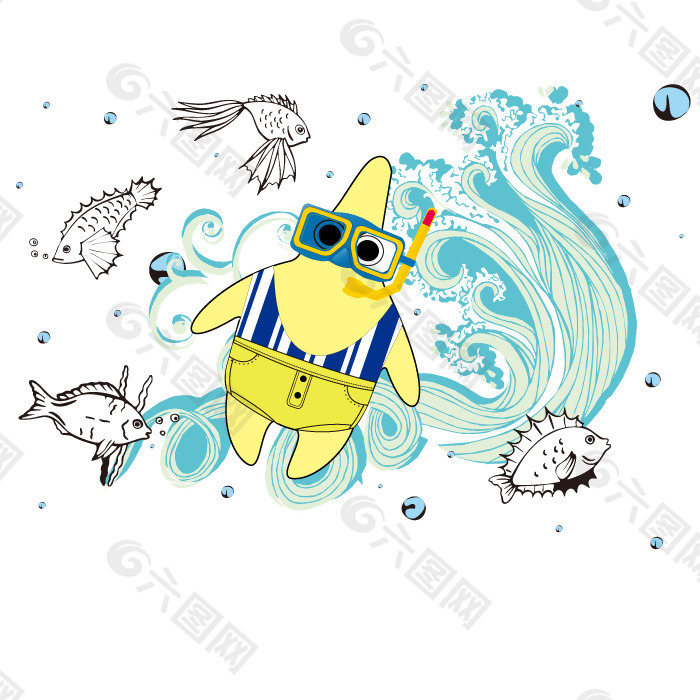 印花矢量图 可爱卡通 卡通动物 海星 海绵宝宝 免费素材